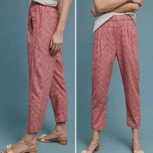 Anthropologie Women's Red and White Trousers Medium